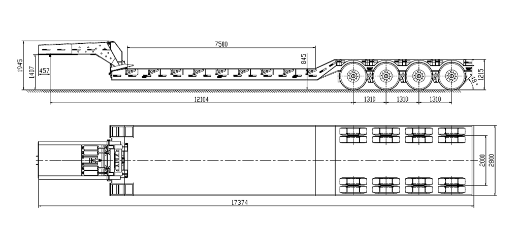 Front Load Removable Gooseneck Trailer Drawing